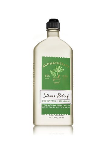Bath & Body Works Aromatherapy Eucalyptus Spearmint body wash close-up emphasizes soothing lather and natural oils.