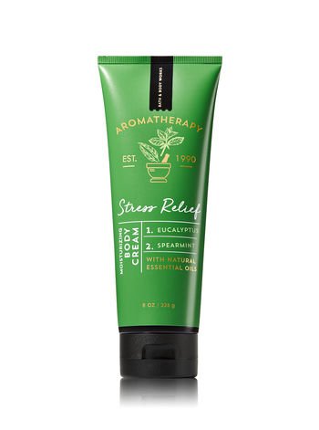 Bath & Body Works Aromatherapy Eucalyptus Spearmint body cream close-up highlights deep hydration with shea and hyaluronic acid.
