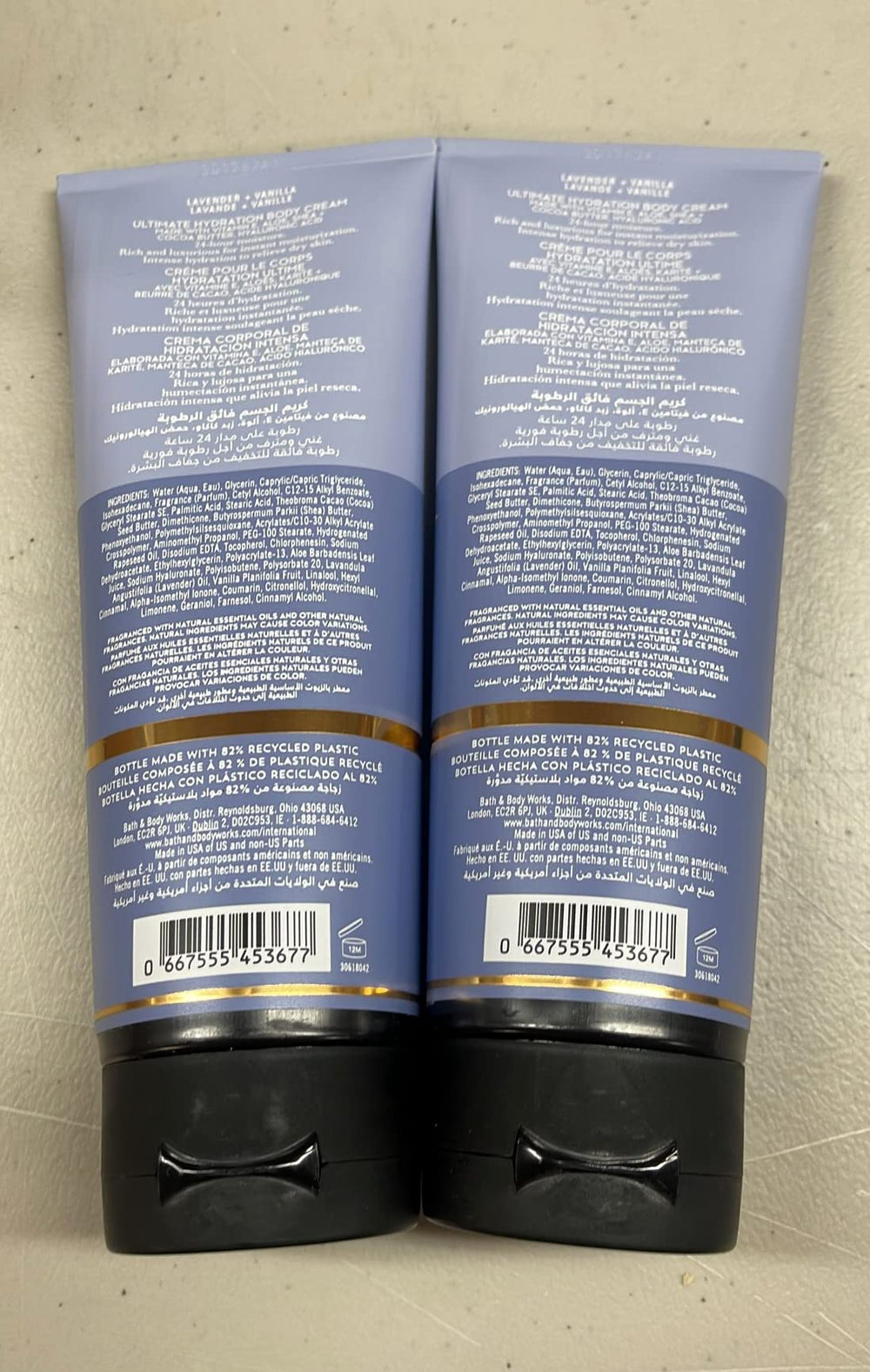 Bath and Body Works Aromatherapy lavender-vanilla cream texture emphasizes rich hydration for skin.