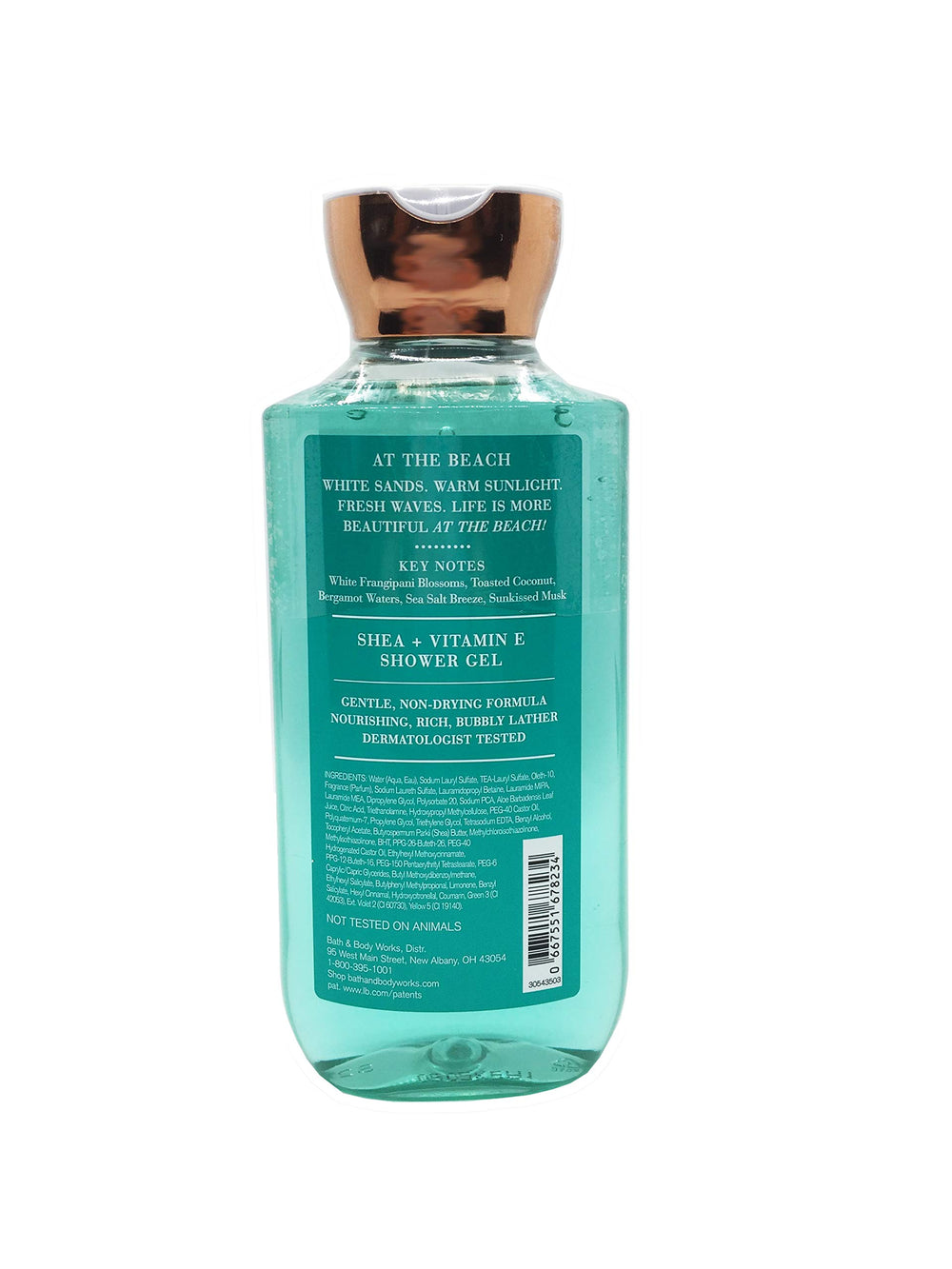 Bath & Body Works At The Beach fragrance notes highlight frangipani, toasted coconut, and bergamot for mood-boosting wash.