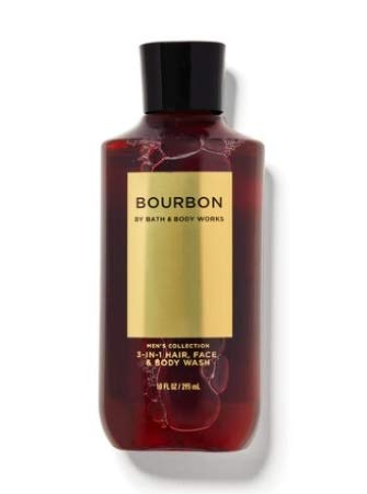 Bath & Body Works Bourbon 2-in-1 Hair + Body Wash 10 oz bottle for streamlined routine.