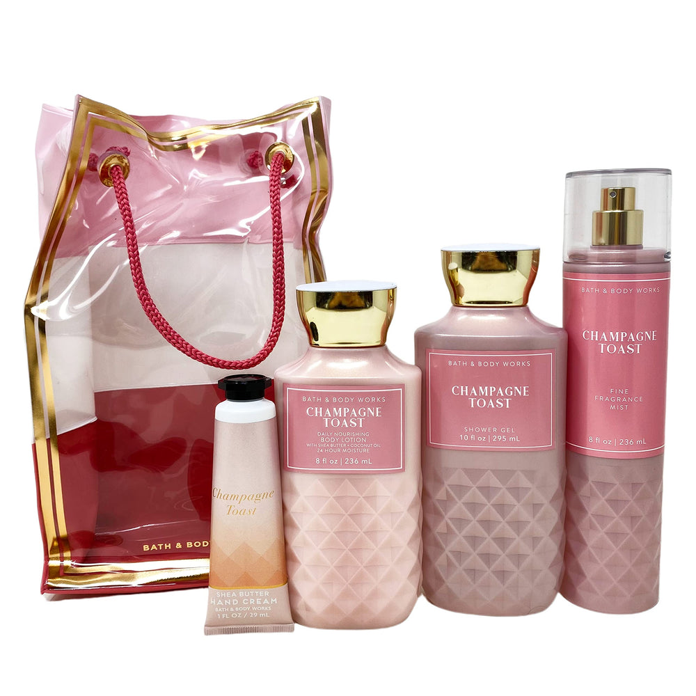 Bath & Body Works Champagne Toast set display showing complete collection for bubbly fragrance experience.