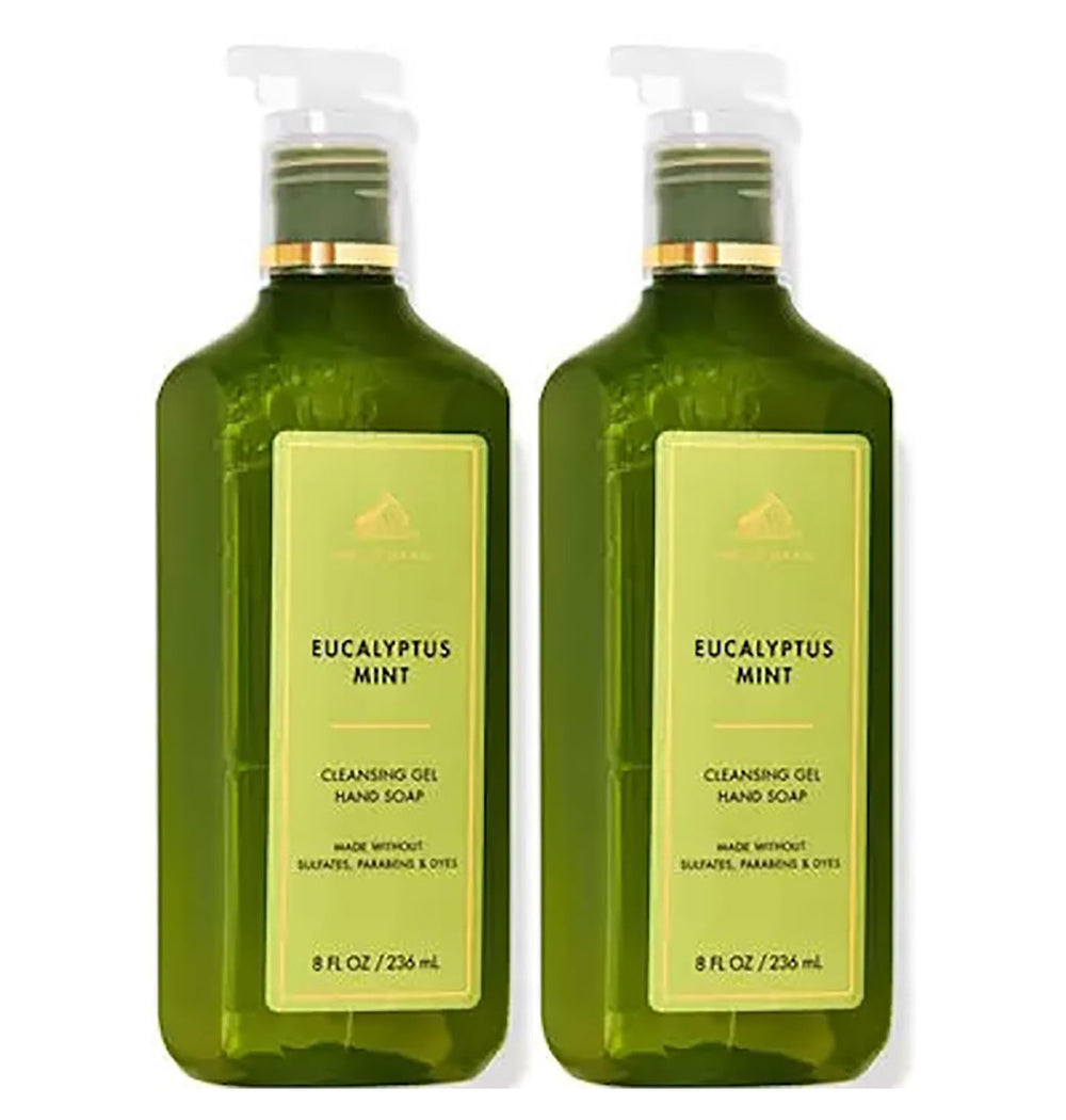 Bath & Body Works cleansing gel hand soap bottle with eucalyptus spearmint for refreshed hands