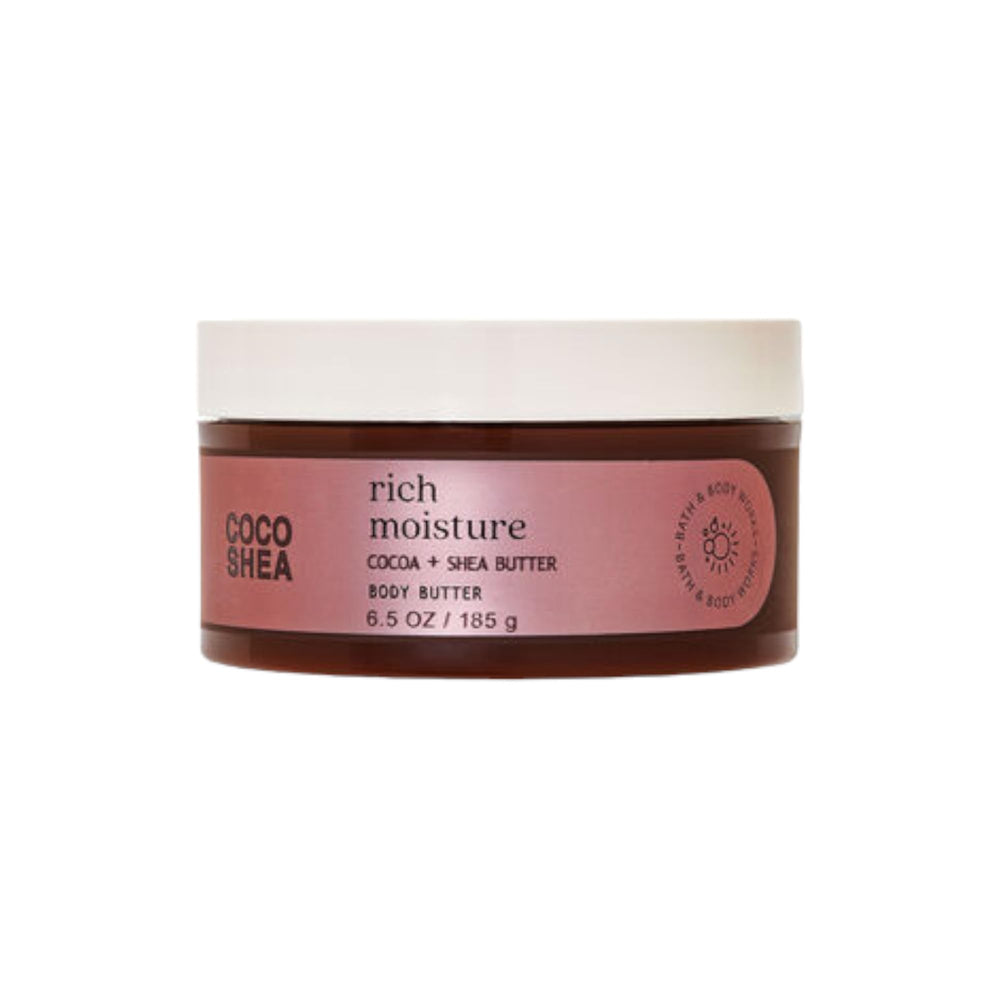 Bath & Body Works Coco Shea body butter jar delivers long-lasting moisture and glow.