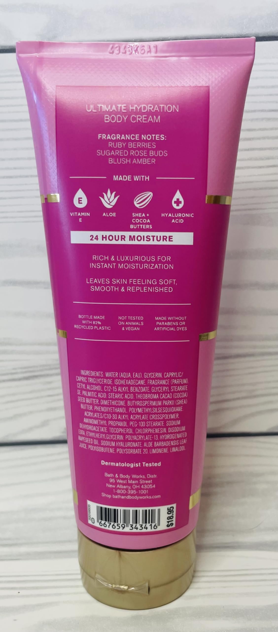 Bath & Body Works Covered in Roses cream swatch on skin highlighting long-lasting hydration