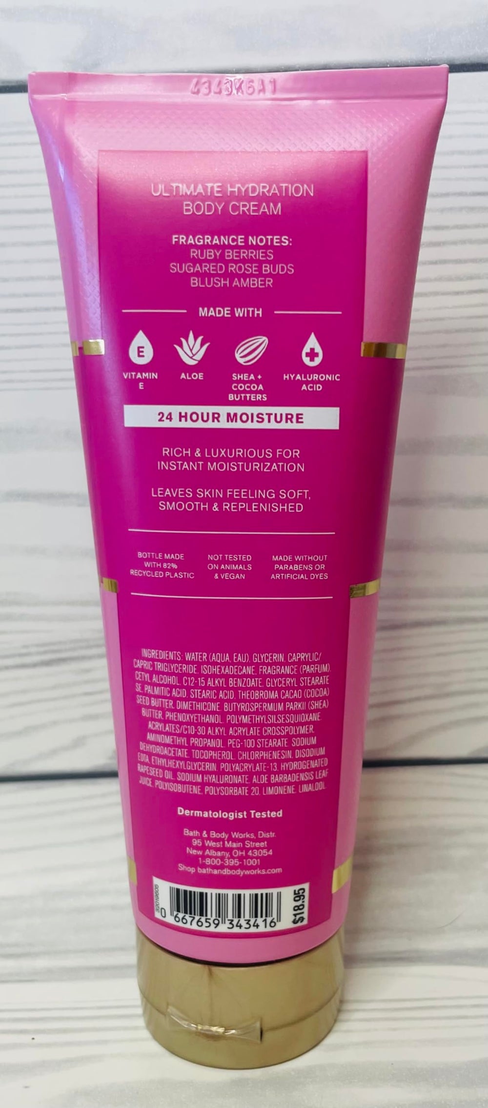 Bath & Body Works Covered in Roses cream swatch on skin highlighting long-lasting hydration