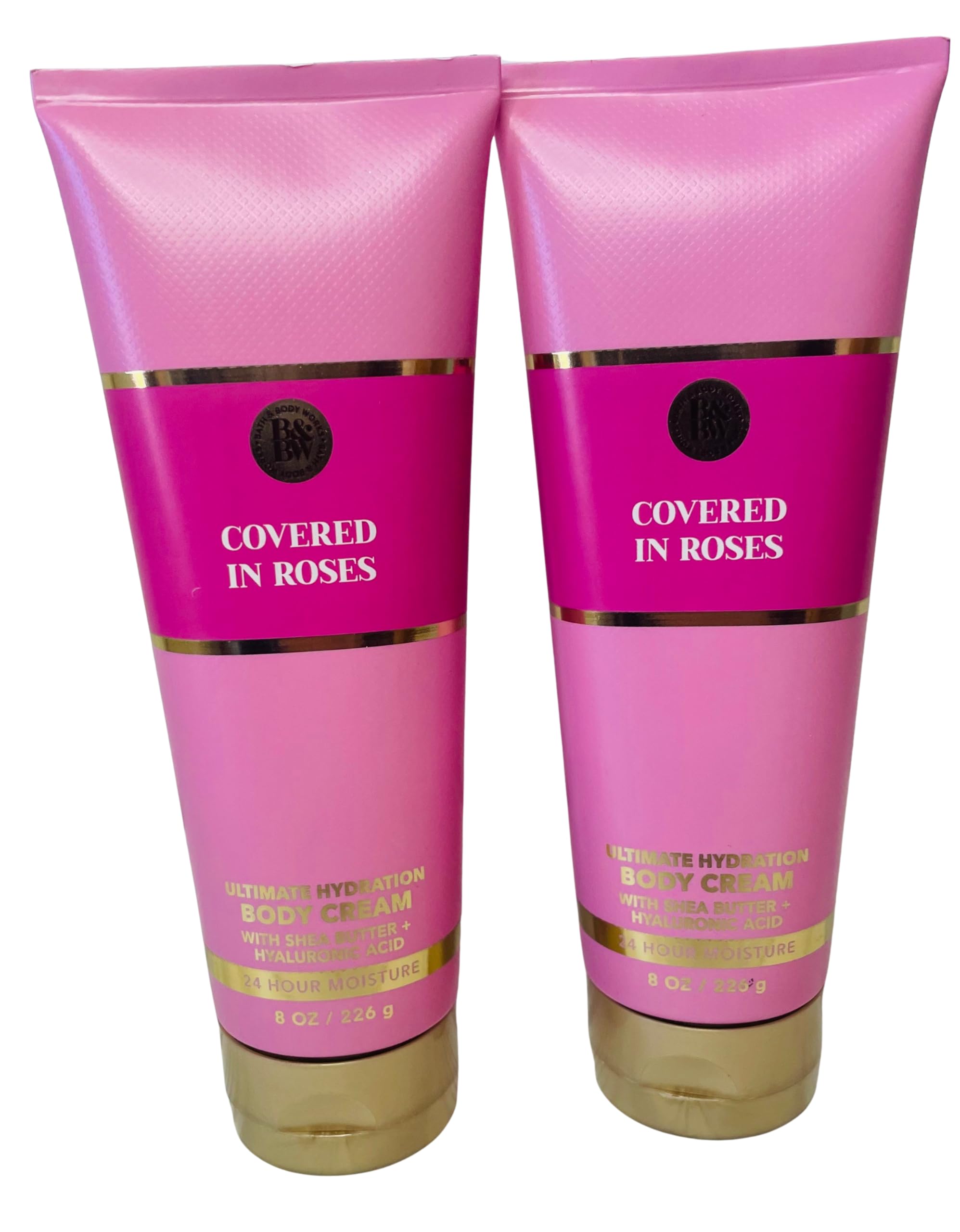 Bath & Body Works Covered in Roses body cream jar closeup, signaling deep hydration and soft, smooth skin
