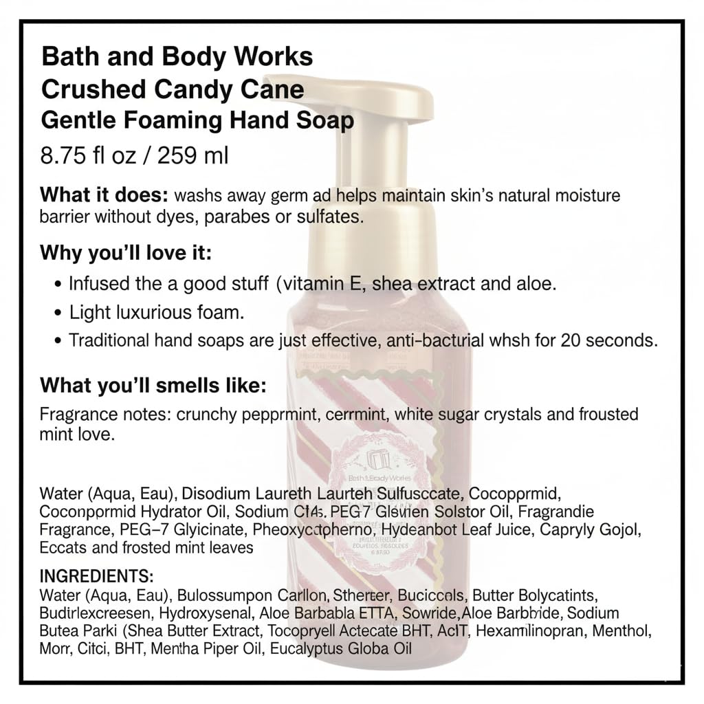 Bath and Body Works Crushed Candy Cane foaming hand soap duo, two 8.75 oz bottles for daily use