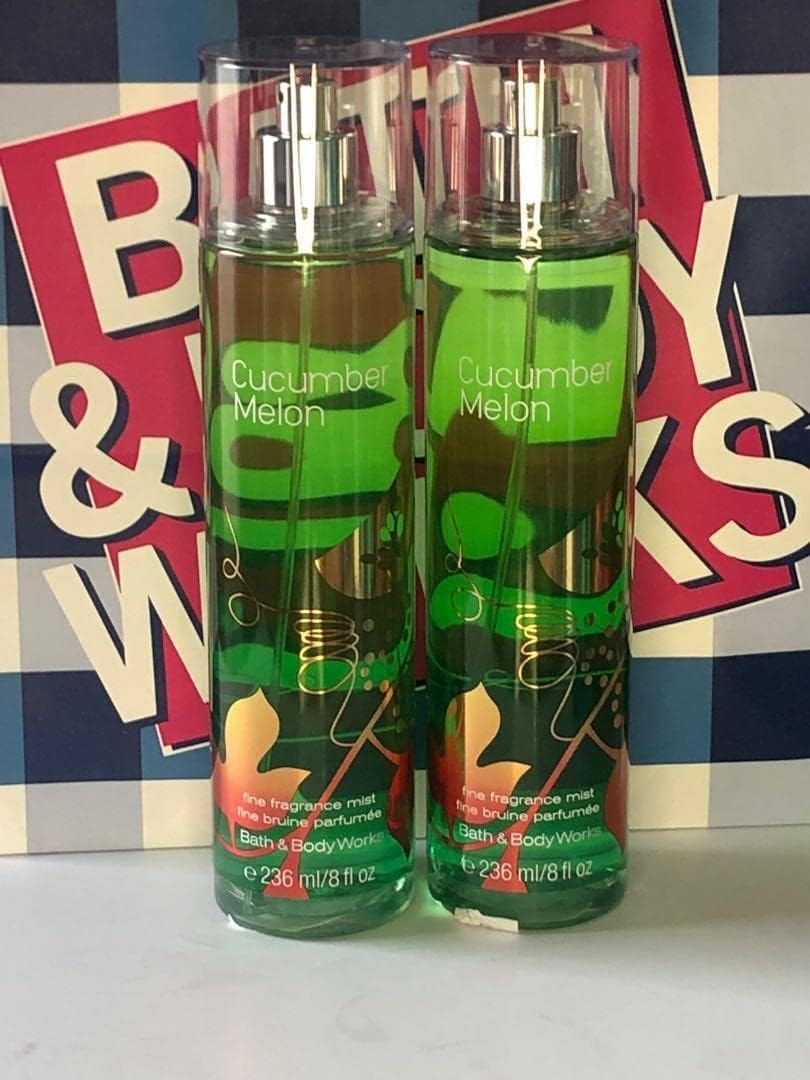 Bath & Body Works Cucumber Melon two-bottle display on shelf for easy sharing.