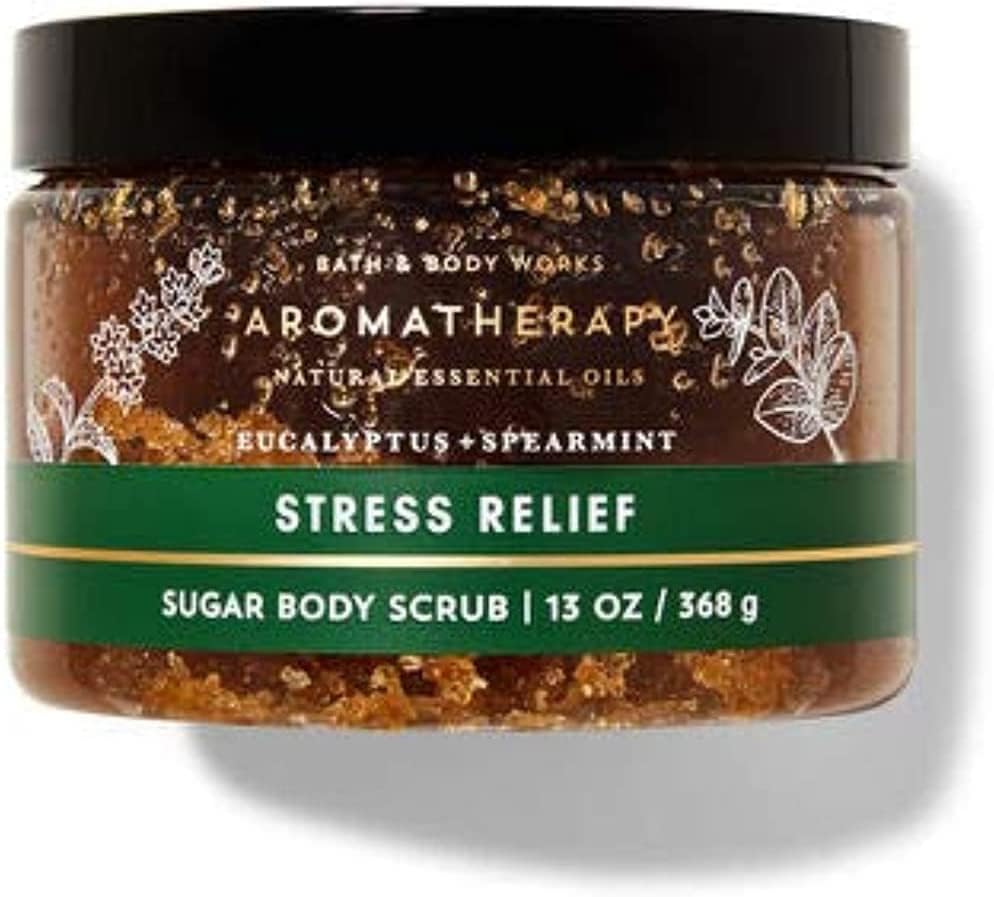 Bath & Body Works Eucalyptus Spearmint Sugar Body Scrub texture close-up shows non-greasy exfoliation.