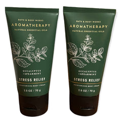 Bath and Body Works eucalyptus spearmint travel-size body cream tube for calming hydration.