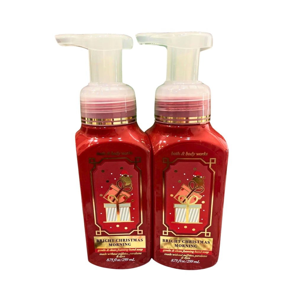 Bath & Body Works Foaming Hand Soap Bright Christmas Morning bottles for daily hand cleansing with festive aroma.