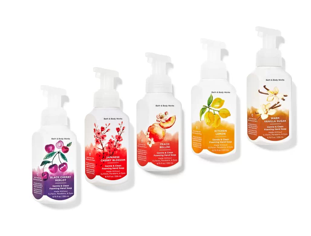 Bath and Body Works foaming hand soap eco-packaging bottle – recycled material supports sustainable choices.