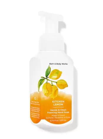Bath and Body Works foaming hand soap bottle close-up – shows nourishing formula with shea and aloe.