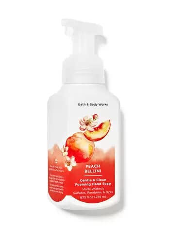 Bath and Body Works foaming hand soap Peach Bellini bottle – fruity, uplifting wash for everyday freshness.