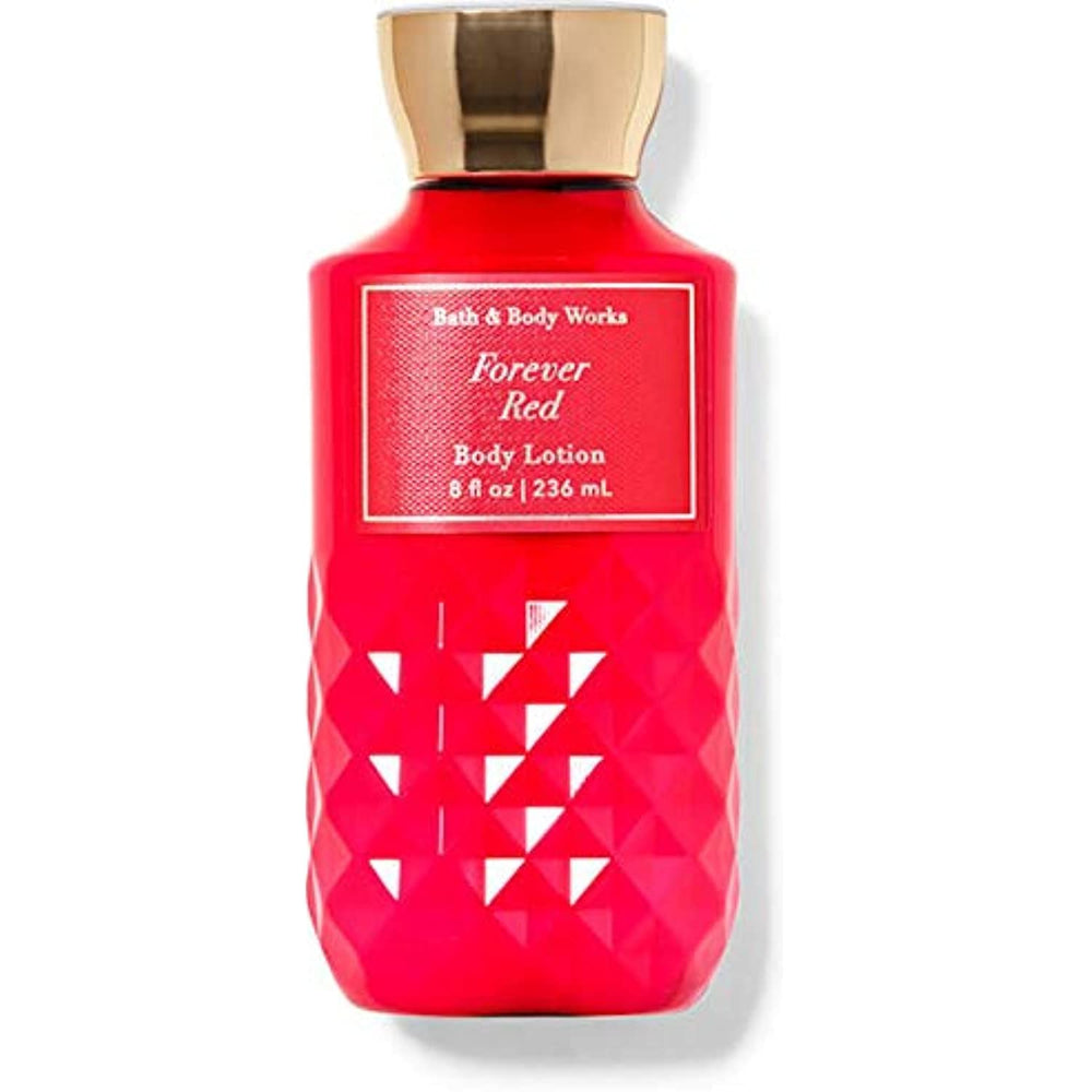 Bath & Body Works Forever Red lotion bottle for hydrating skin with signature scent.