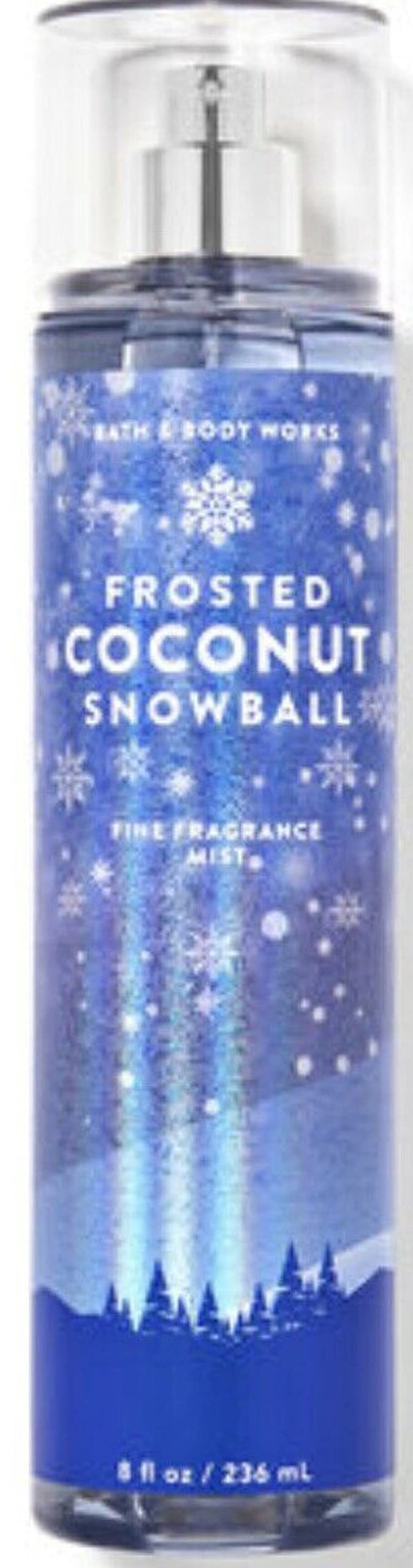Bath & Body Works Frosted Coconut Snowball bottle front for refreshing aromatherapy mist