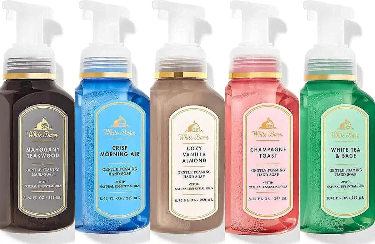 Bath & Body Works Gentle Foaming Hand Soap Kitchen Basics Cozy Vanilla Almond keeps hands clean daily.