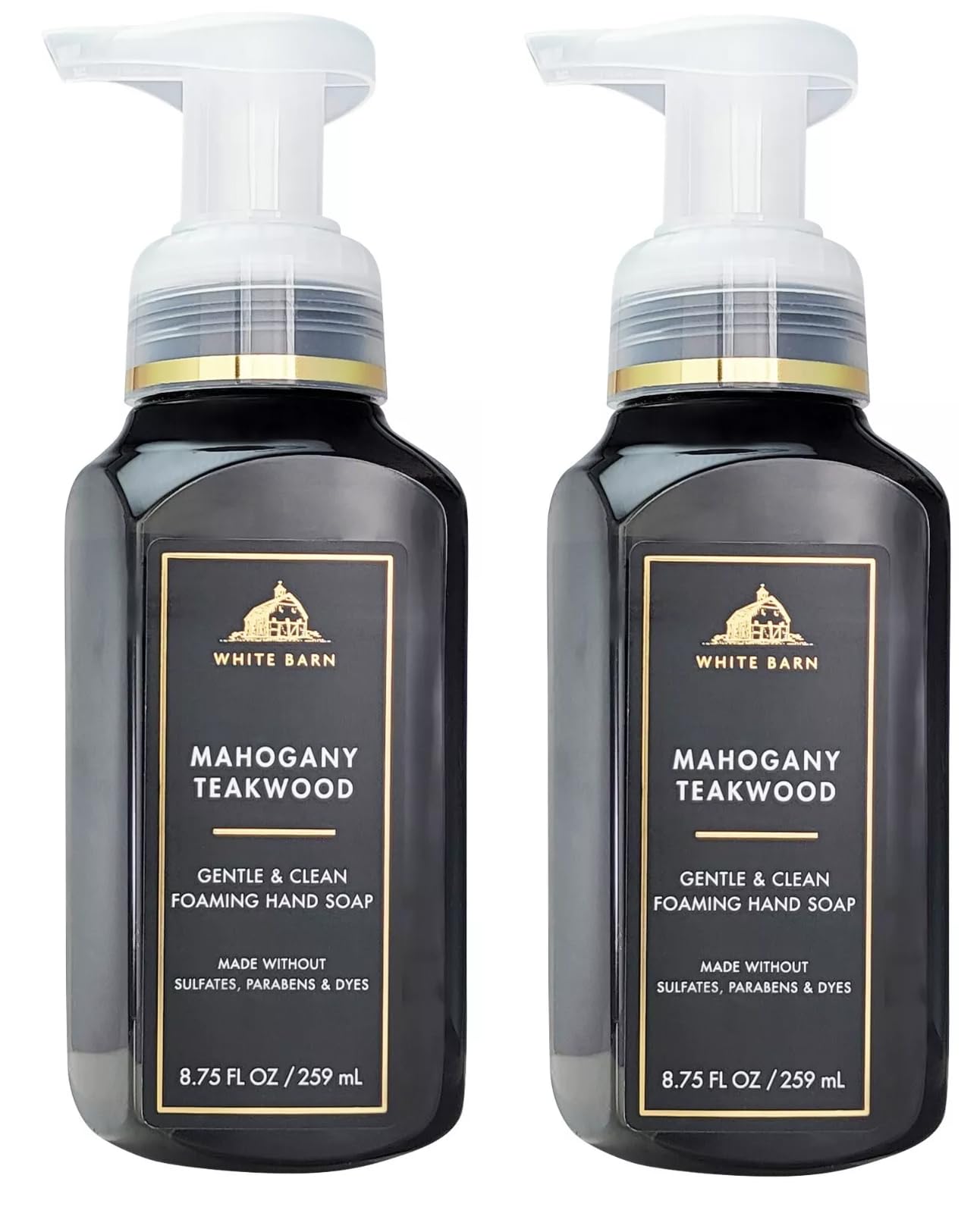 Bath & Body Works Gentle Foaming Hand Soap Mahogany Teakwoods bottle pour supports gentle cleansing for daily handwashing.