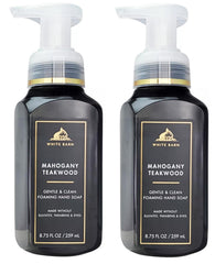 Bath & Body Works Gentle Foaming Hand Soap Mahogany Teakwoods bottle pour supports gentle cleansing for daily handwashing.