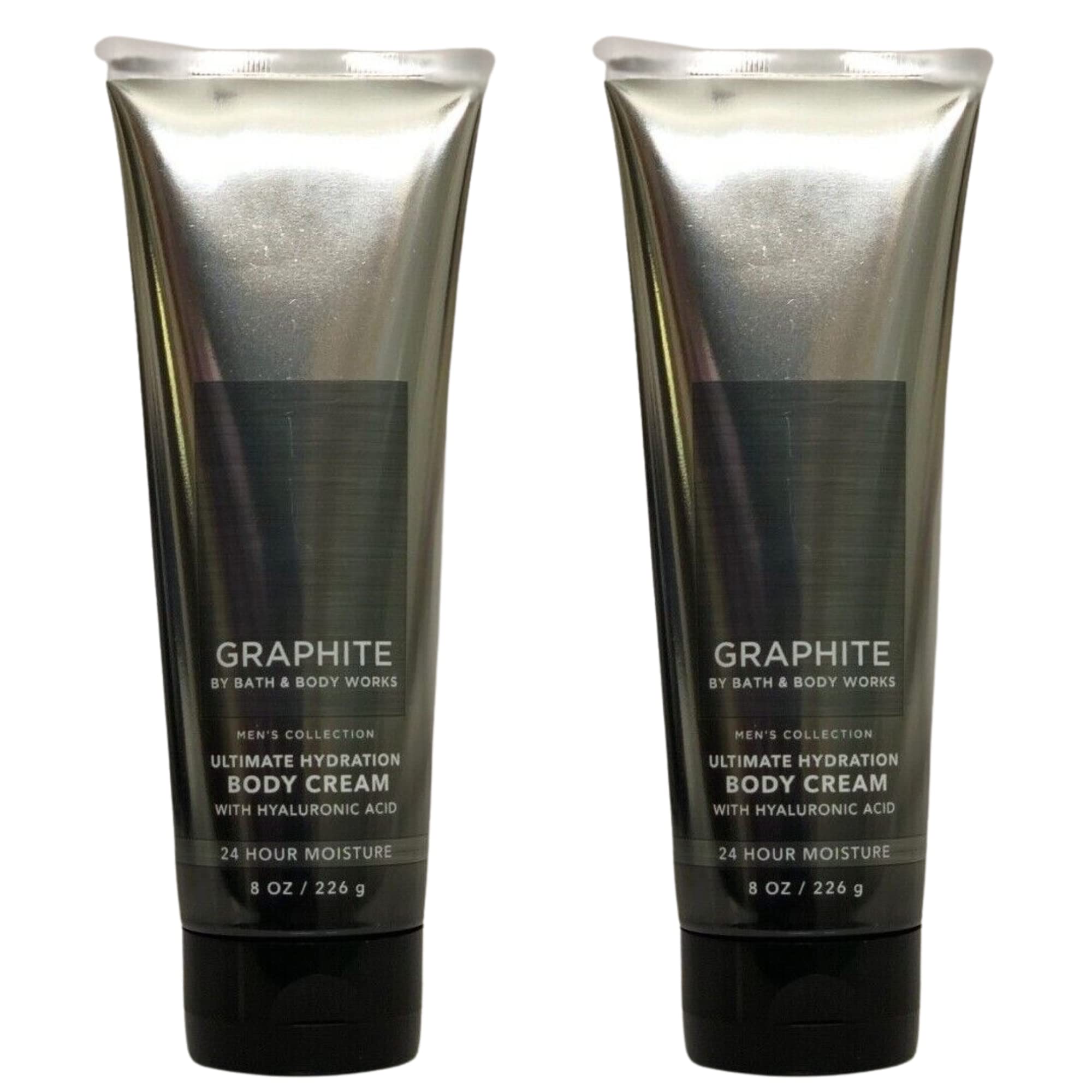Bath and Body Works graphite 8oz body cream pair on display for daily hydration