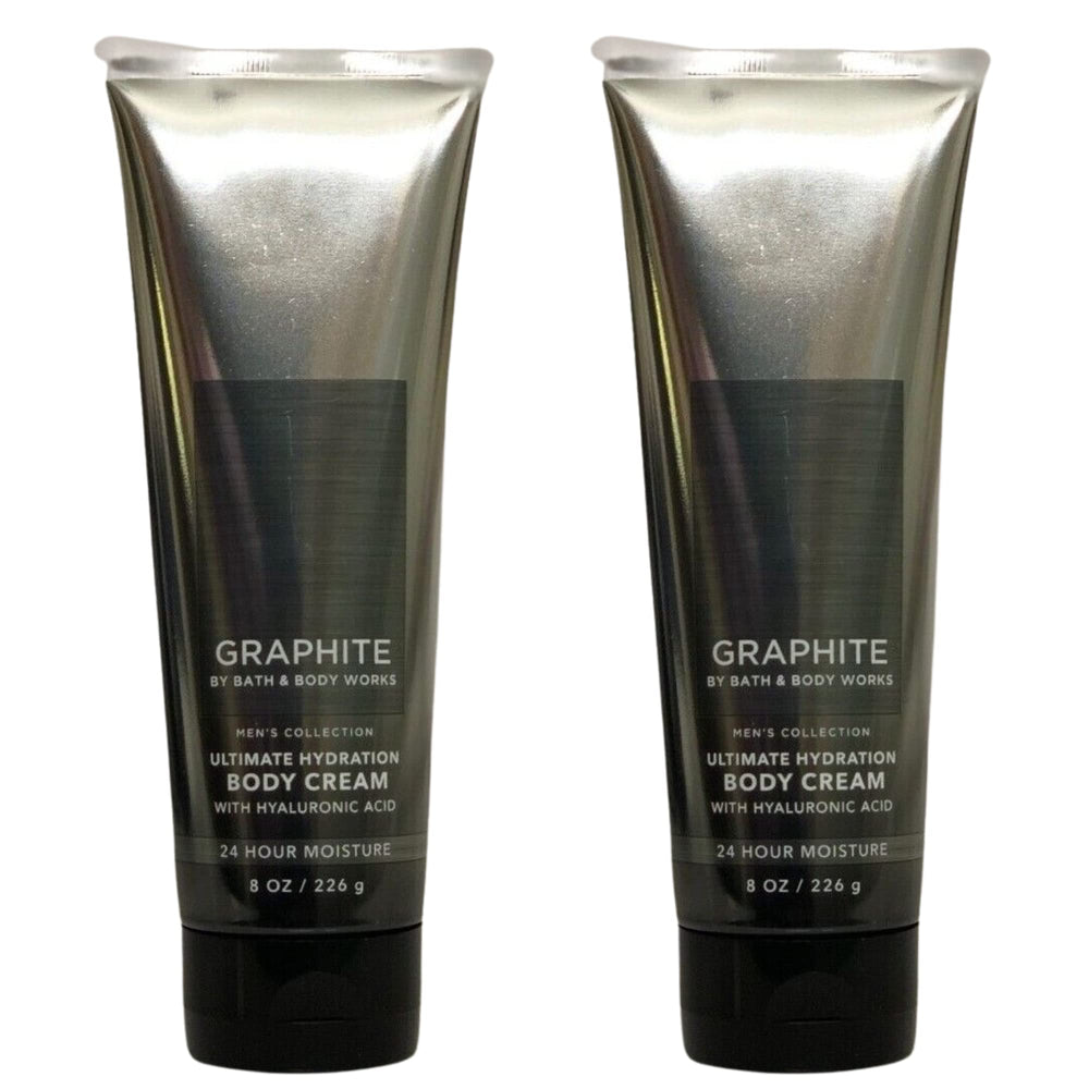 Bath and Body Works graphite 8oz body cream pair on display for daily hydration