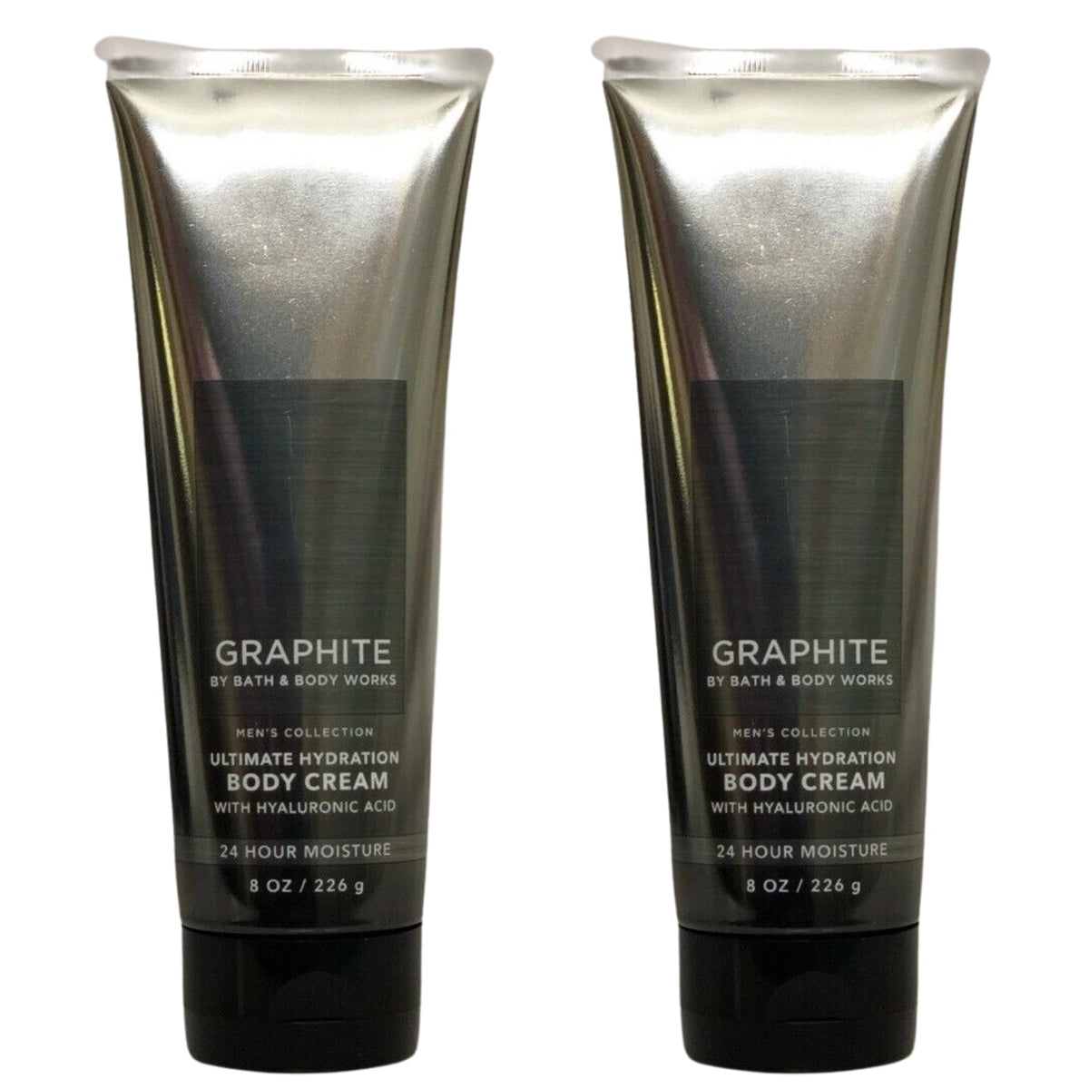 Bath and Body Works graphite 8oz body cream pair on display for daily hydration