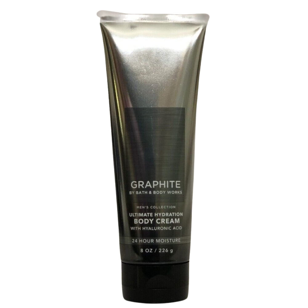 Bath and Body Works graphite body cream texture closeup showing smooth application