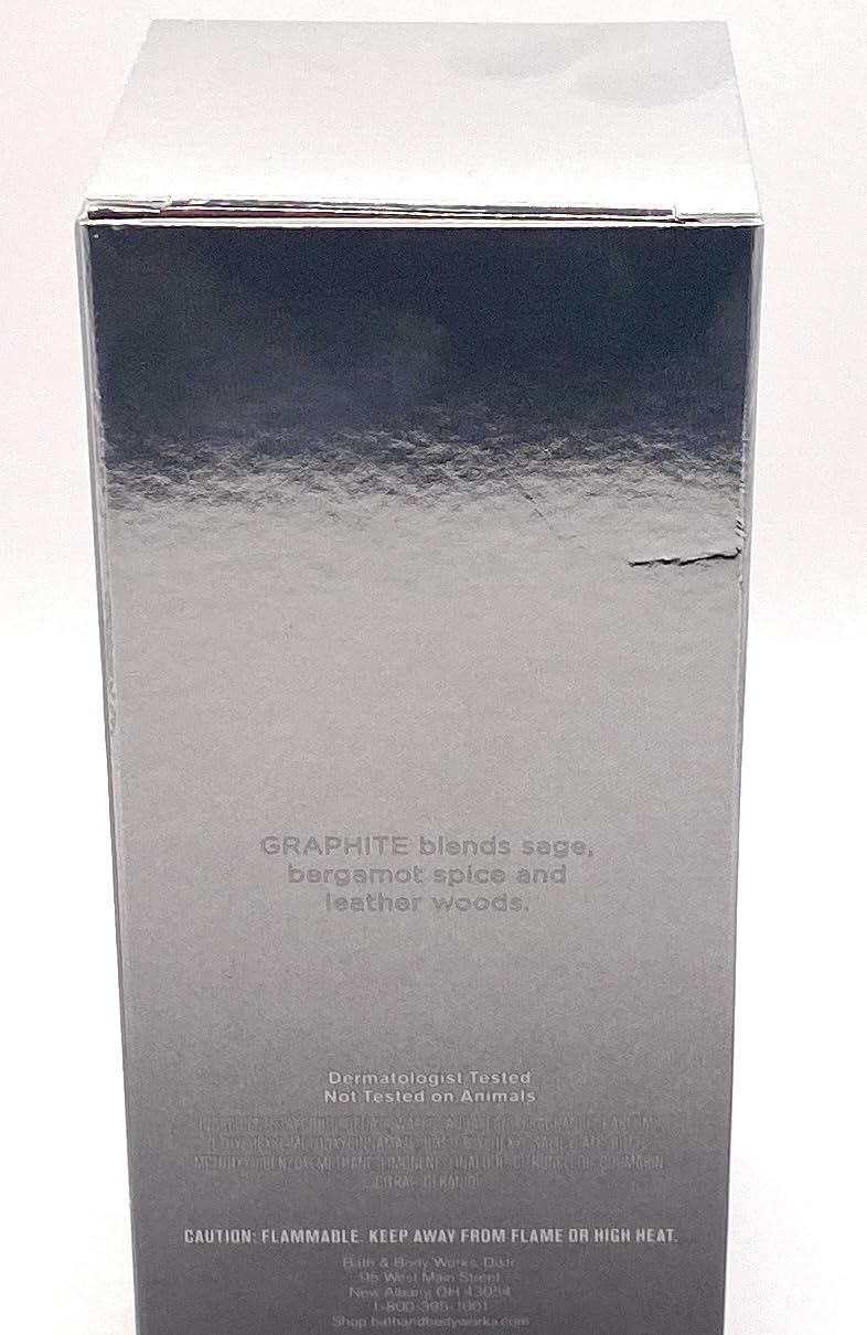 Bath & Body Works Graphite 2019 edition box beside bottle for collectability.