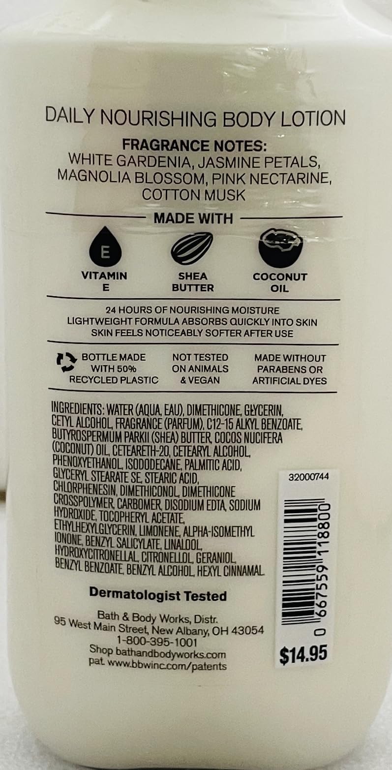 Bath & Body Works Hello Beautiful Lotion 8oz label highlights shea and vitamin E for everyday care