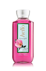 Bath & Body Works Hello Beautiful shower gel bottle showcases white gardenia and jasmine for refreshing cleansing.