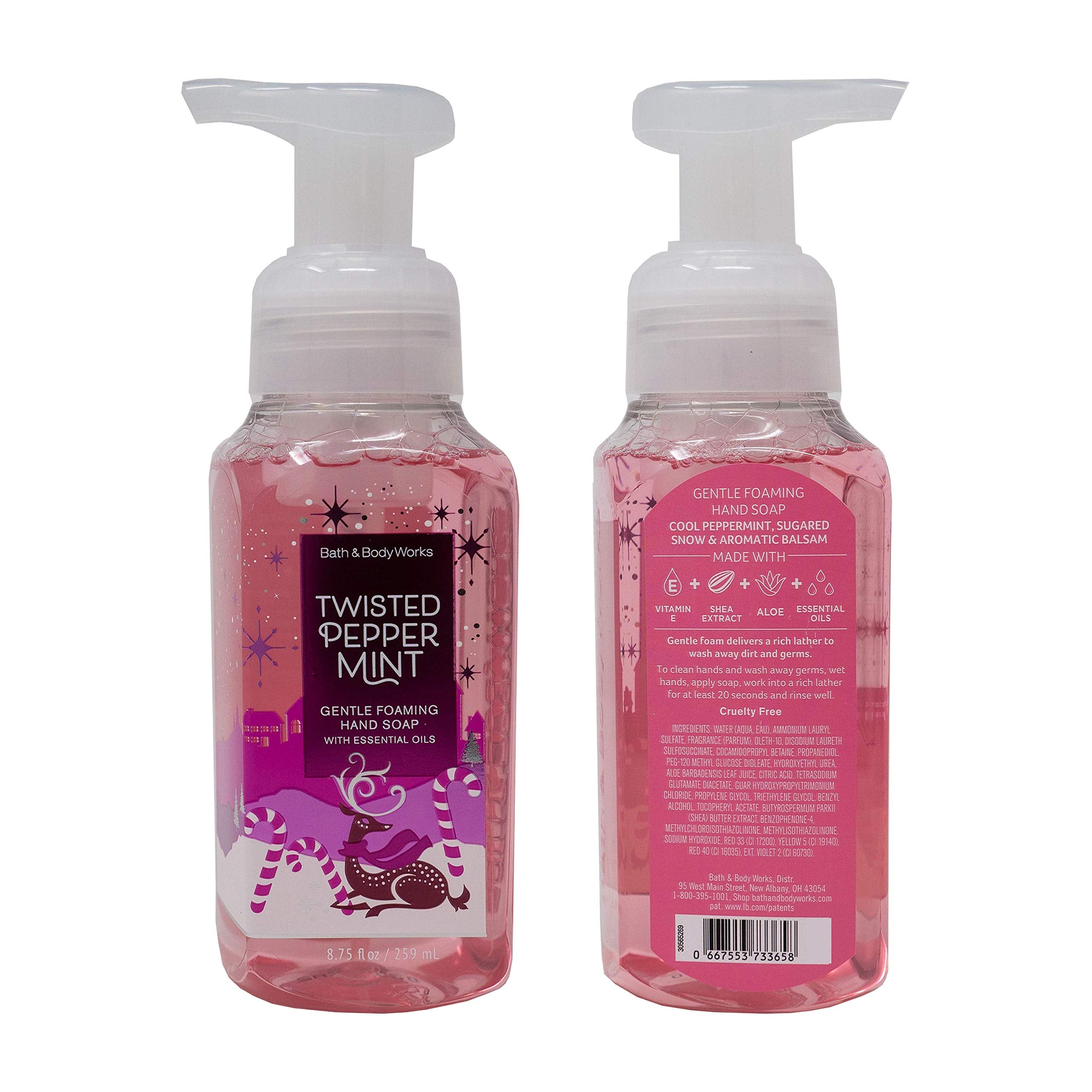 Bath & Body Works Holiday Traditions foaming hand soap set bottle front showing nourishing formula.