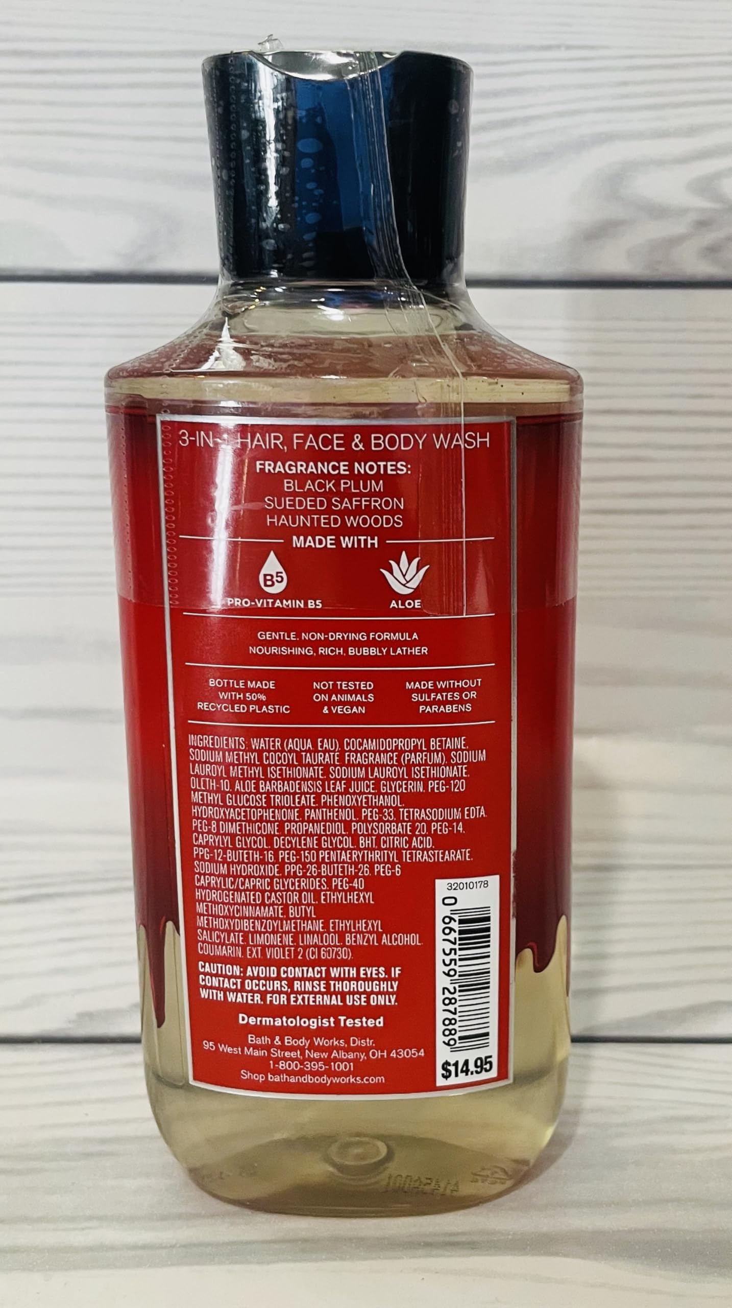 Bath & Body Works Immortal Men's 3-in-1 wash lather closeup highlights Pro-Vitamin B5 moisturizing benefits.