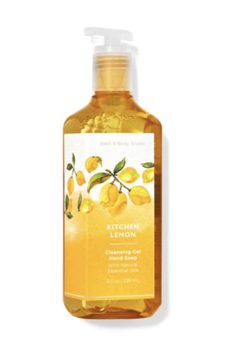 Bath & Body Works Kitchen Lemon cleansing gel hand soap bottle pump showing refreshing citrus scent for soft hands