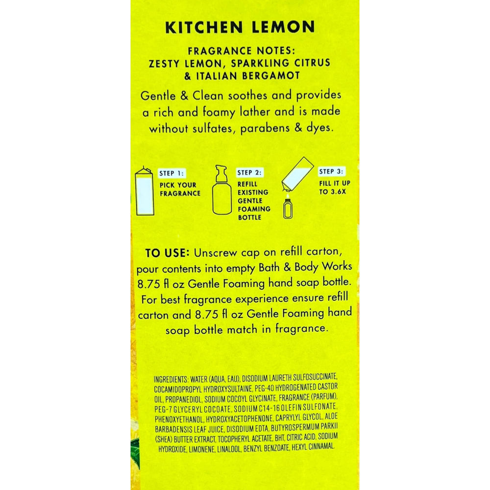 Bath & Body Works Kitchen Lemon foam close-up showing rich lather and bright scent.