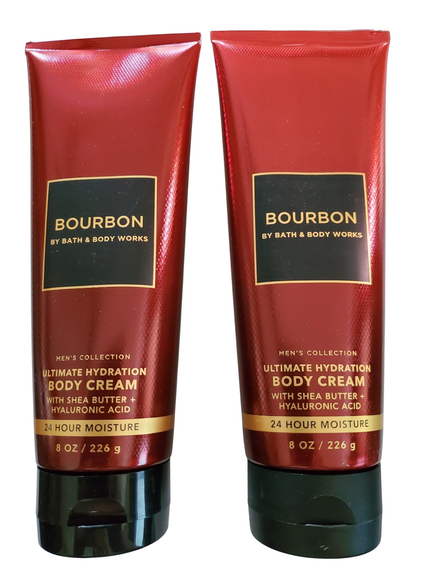 Bath & Body Works Men's Bourbon Ultimate Hydration bottle pour shows smooth, even application for skin moisture