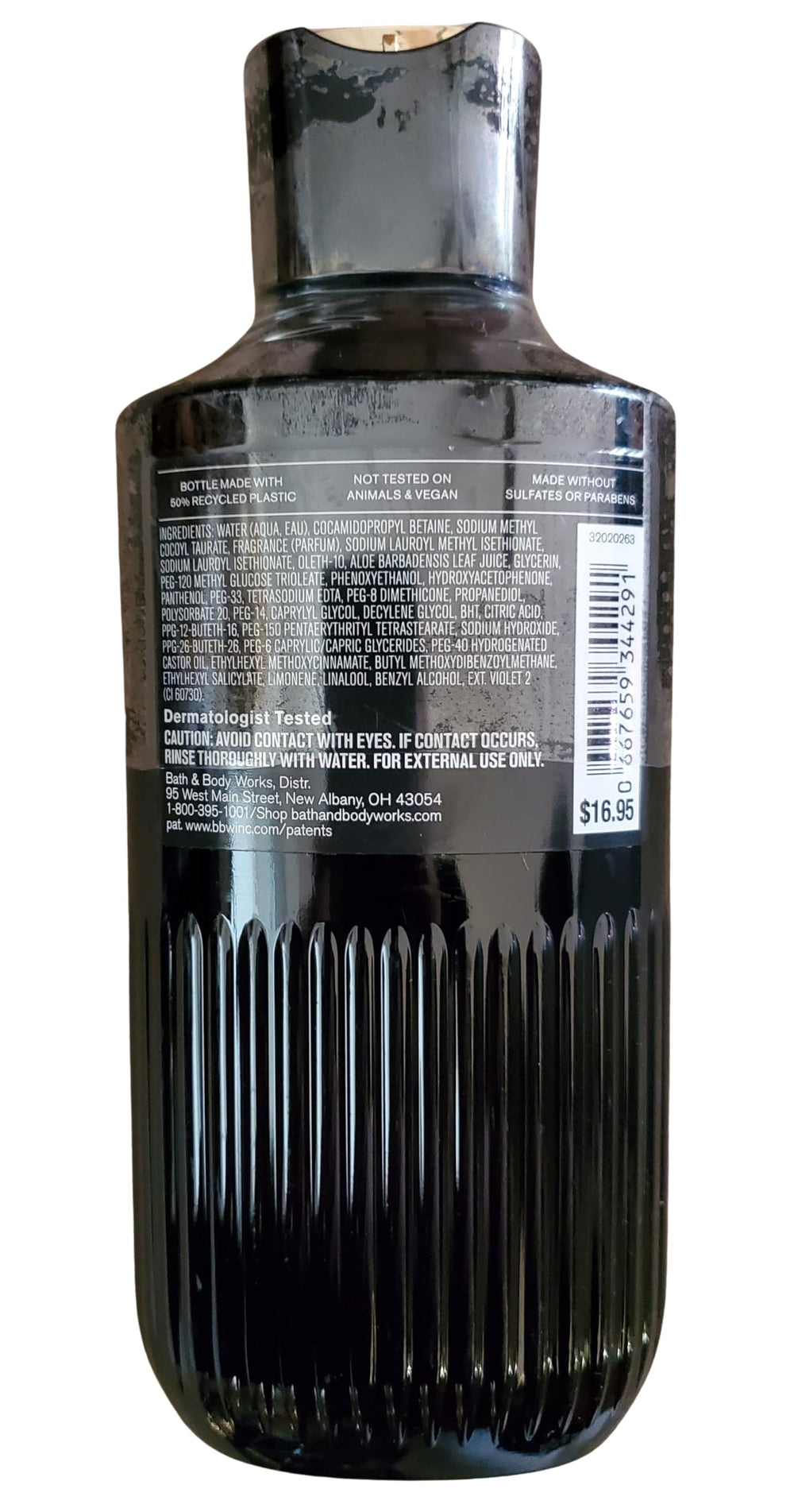 Bath & Body Works Men's Glory 3-in-1 label shows versatile wash for hair, face, and body.