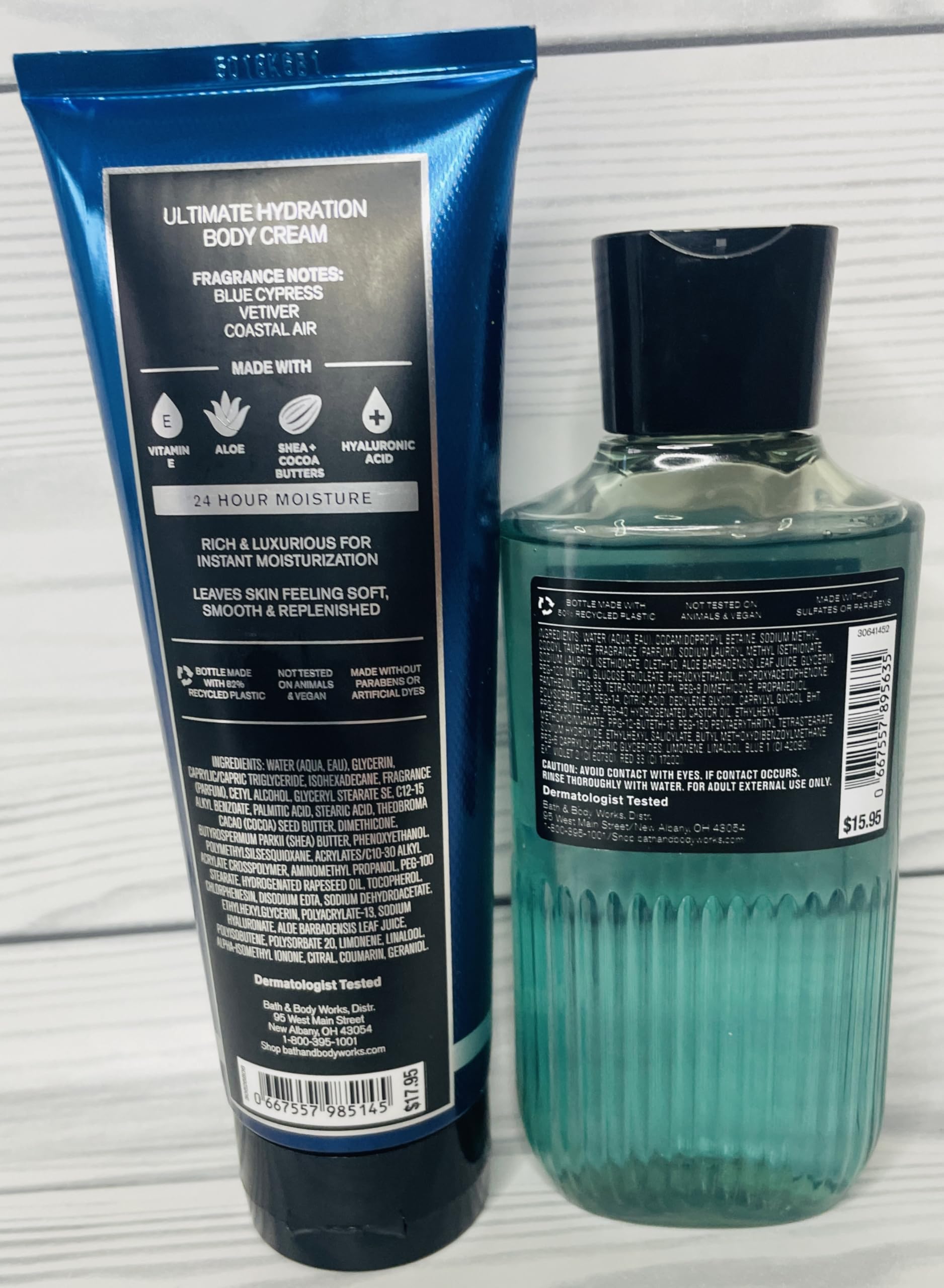 Bath & Body Works Ocean scent profile showcasing blue cypress and coastal air notes.