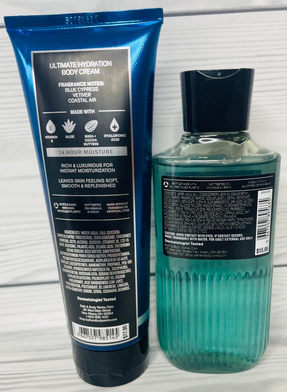 Bath & Body Works Ocean scent profile showcasing blue cypress and coastal air notes.