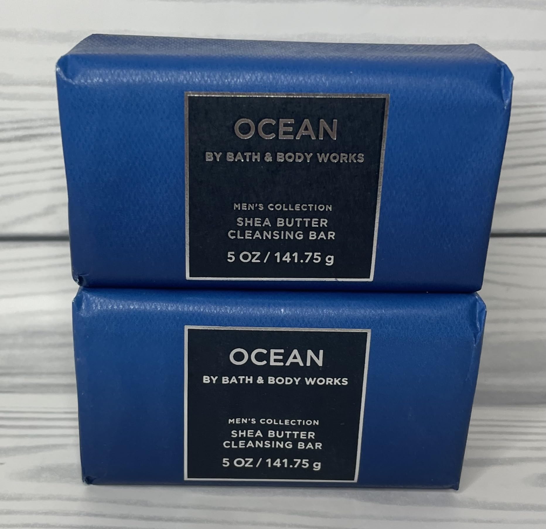 Bath and Body Works Ocean Shea Butter cleansing bar packaging highlights sustainable wrap.