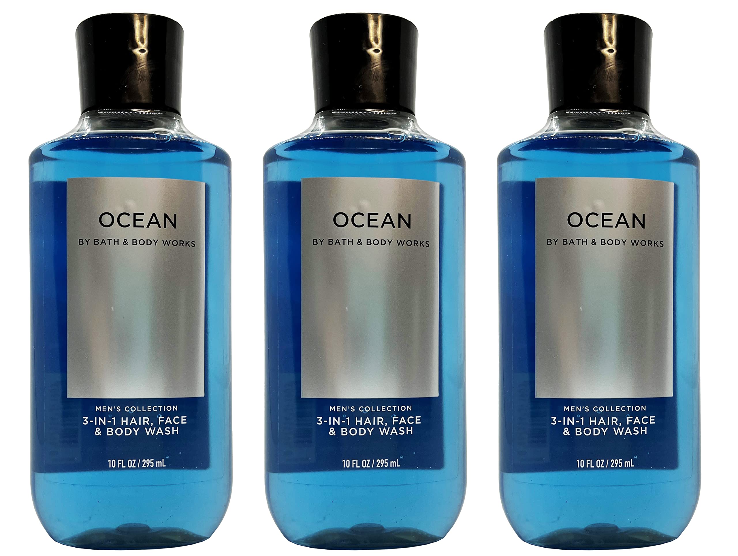 Bath & Body Works Ocean Signature 3-in-1 bottle with blue cypress scent for refreshing cleanse.