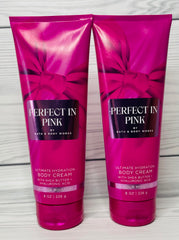 Bath and Body Works Perfect in Pink Ultimate Hydration Body Cream shows creamy texture for hydration.