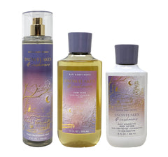 Bath & Body Works Snowflakes & Cashmere shower gel bottle showcasing cozy vanilla cashmere scent for daily cleansing