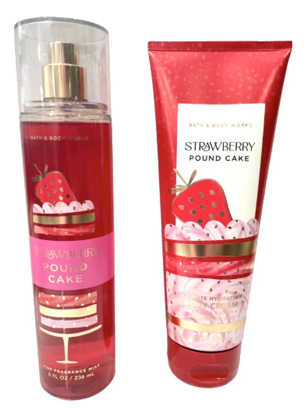 Bath & Body Works Strawberry Pound Cake duo packaging variation emphasizes gift-ready presentation.