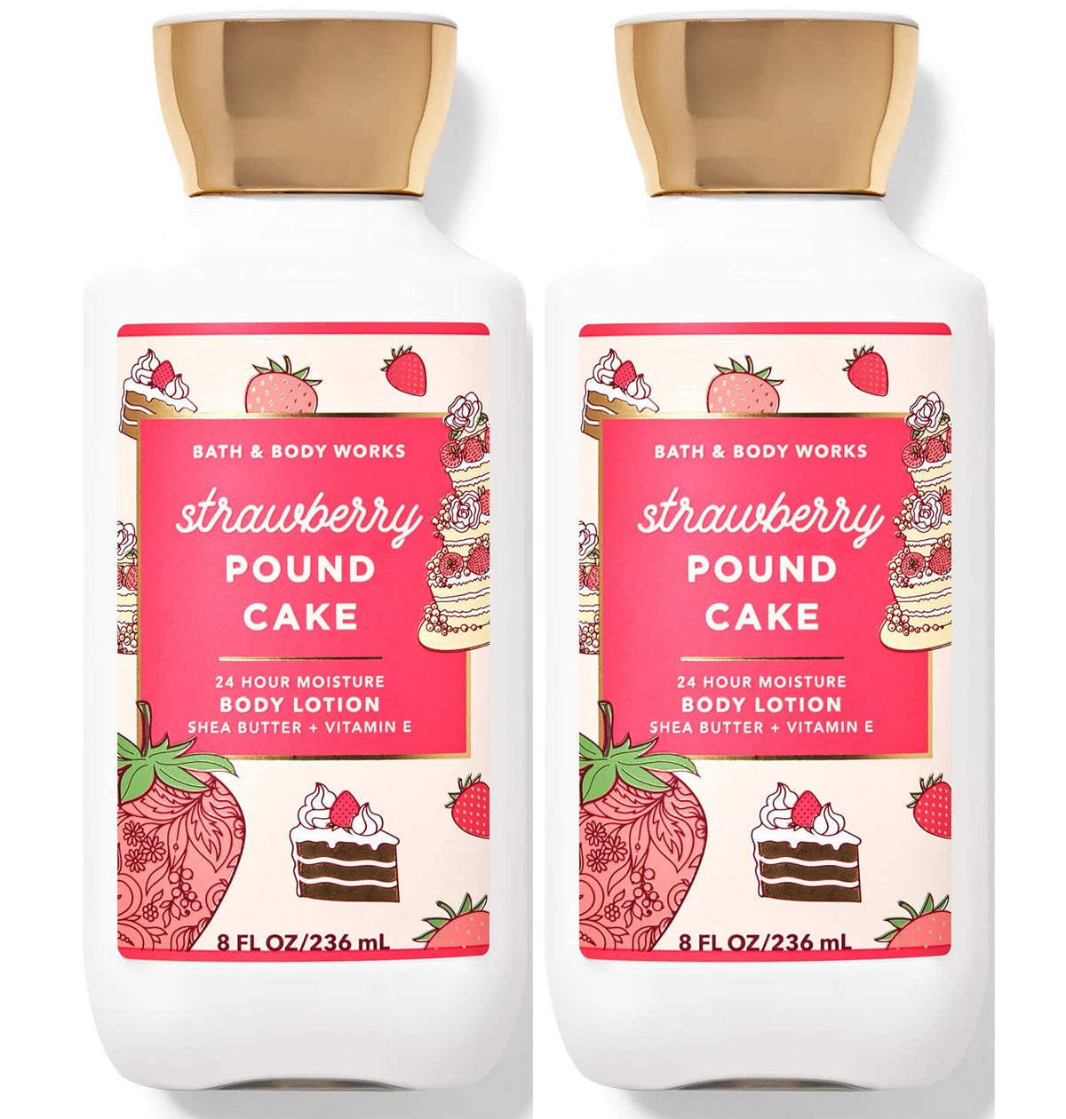 Bath & Body Works Strawberry Pound Cake lotion 2-pack bottle for 24-hour moisture