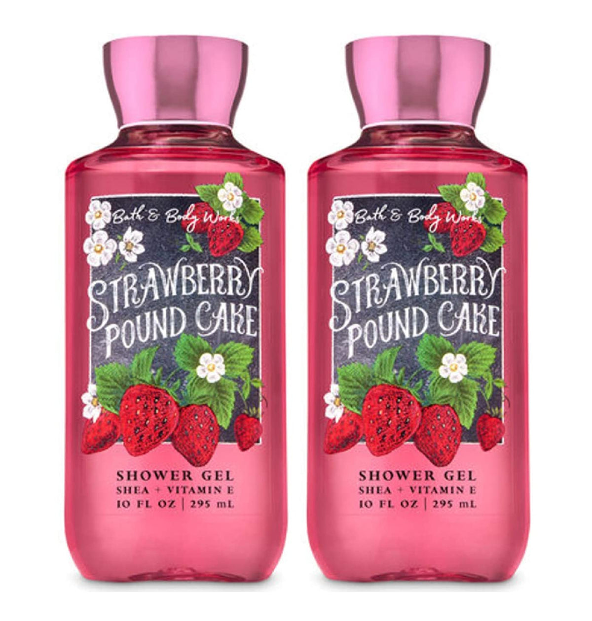 Bath & Body Works Strawberry Pound Cake Shower Gel bottle with dessert-inspired scent for daily refreshing showers.