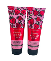 Bath and Body Works Strawberry Pound Cake Ultra Shea Body Cream 8oz 2-pack front view nourishes dry skin