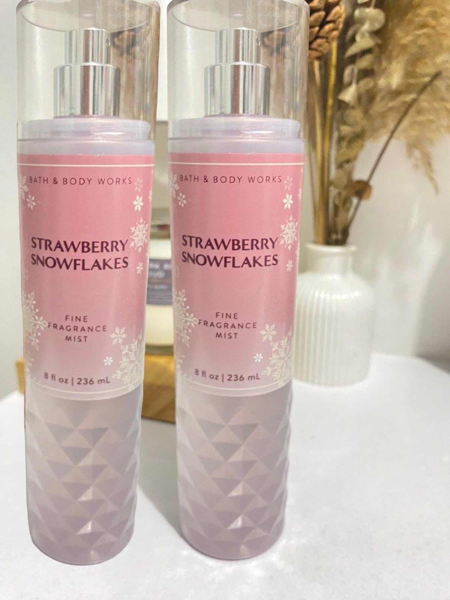 Bath & Body Works Strawberry Snowflakes mist spray captured in action for daily wear