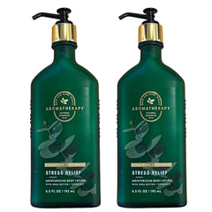 Bath & Body Works Stress Relief lotion bottle with eucalyptus spearmint scent and hydration