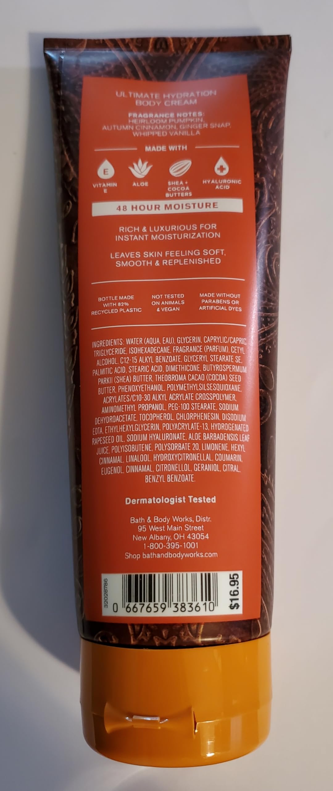 Bath and Body Works Sweet Cinnamon Pumpkin cream texture close-up for velvety skin.